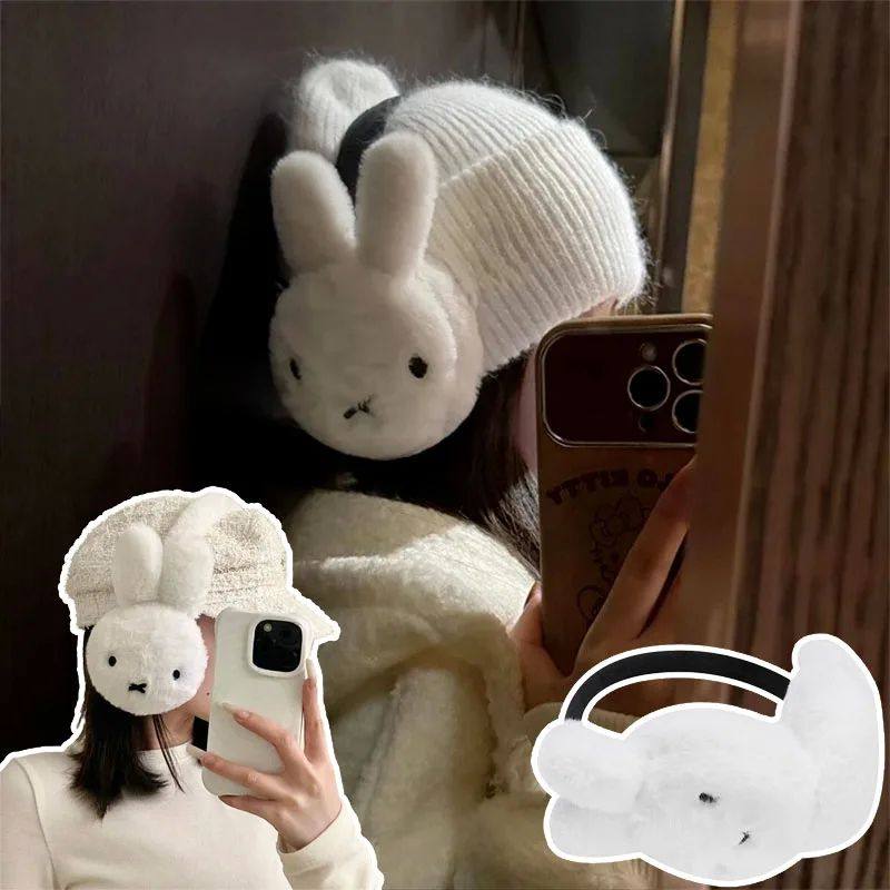 Miffy Solid Color Soft Plush Earmuff Creative Winter Warm Ea