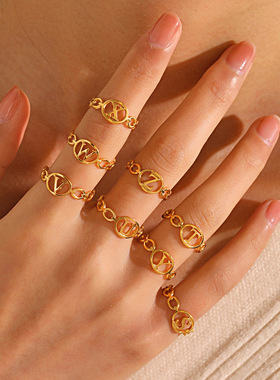 Simple Opening 26 Letter Ring Stainless Steel Does Not Fade