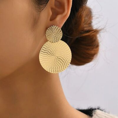 Personality Exaggerate Gold Color Geometric Large Disc Stud