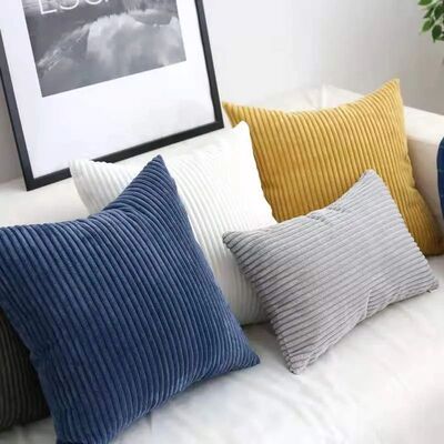 Striped Corduroy Fabric Solid Color Cushion Cover 45/50/60CM