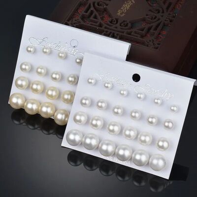 2024 New White Simulated Pearl Earrings Set For Women Big Sm
