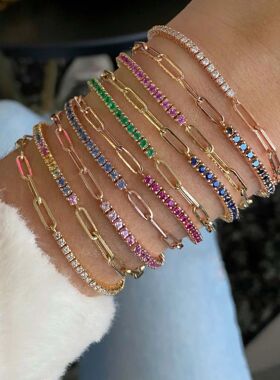 Color Cubic Zirconia Gold Color Tennis Bracelets For Women G