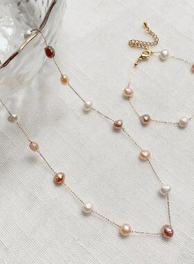 Irregular Pearl Charm Natural Freshwater Pearl Choker Neckla