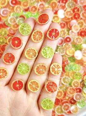 50PCS Ice Transparent Simulated Grapefruit Lemon Slices Nail