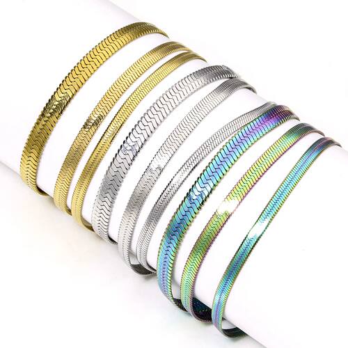 1PC 3/4/5mm wide Flat Snake Chain Stainless Steel Bracelet E