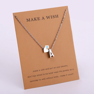 Initial 26 Letter Necklace Heart Necklaces Women Girl