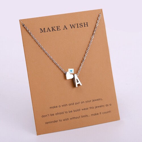 Initial 26 Letter Necklace Heart Necklaces Women Girl