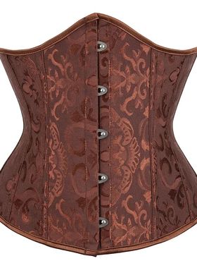 Vintage Underbust Corset Top Women Gothic Jacquard Plastic B
