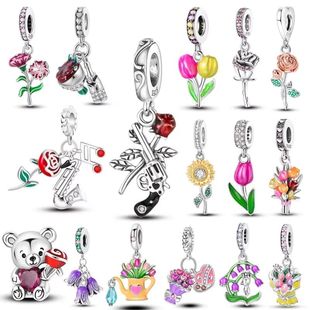 Guns And Roses Dangle Charms 925 Sterling Silver Original Pe