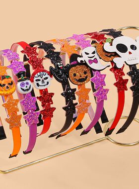 4/8PCS Halloween Headbands Pumpkin Devil Hairbands Girls Fes