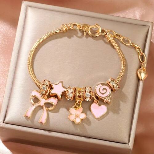 adjustable heart shaped bracelet Women bow heart shaped fash