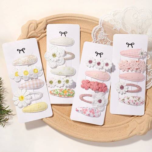 New 5Pcs BB Clips Set for Kids Hair Accessories Sweet Printe