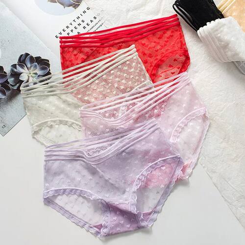 Summer Lace Underwear Women Briefs See Through Low Hollow Ou