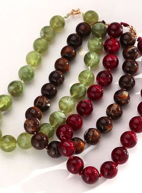 Trendy Multicolor Big Round Beads Choker Necklace for Women
