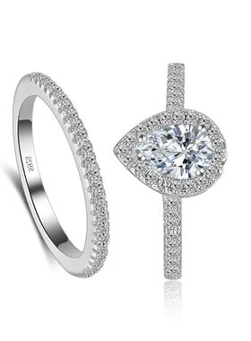 925 Sterling Silver New Women ring set Jewelry Teardrop Zirc