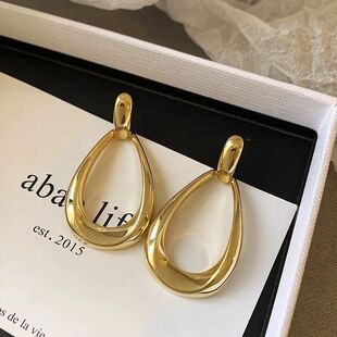Simple Geometric Hoops Earrings For Women Stainless Steel Ci