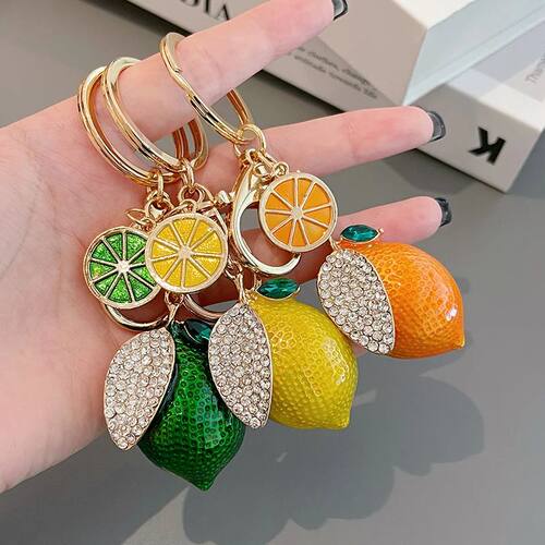 EASYA Imitation Fruit Ornament Charm Keychain Lemon Persimmo