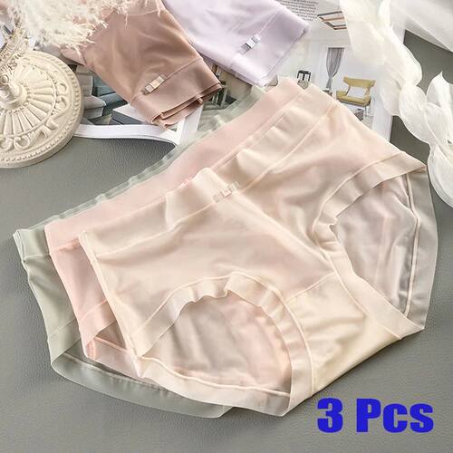 3PCS Women Panties Sexy Lingerie Ice Silk Quick Drying Brief