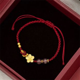 Lucky Peach Blossom Transfer Bead Bracelet for Women Men Han