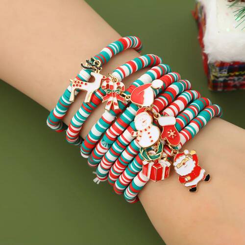 Christmas Beaded Bracelet for WomenSanta Claus Navidad Tree