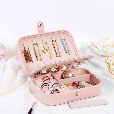 Portable Travel Jewelry Box Necklace Earrings Ring Jewelry O
