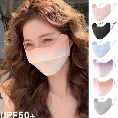 Sunblock Ice Silk Sun Mask Women Summer CuteGradient Color P
