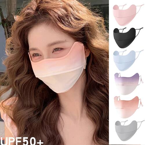 Sunblock Ice Silk Sun Mask Women Summer CuteGradient Color P