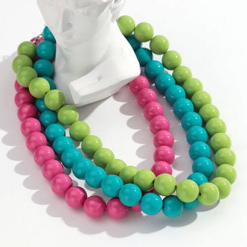 Boho Colorful Acrylic Big Ball Bead Chain Necklace Trendy Ha