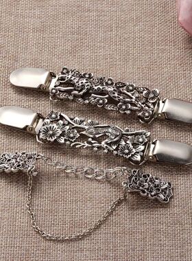 Women Carved Flower Cardigan Sweater Blouse Shawl Clips Shir