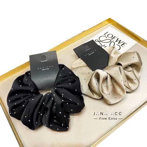 WomenSilk Scrunchie With Rhinestones Elastic Satin Hair Band