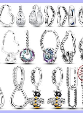Women Earring Hot Sales 925 Silver Hoop Earrings Love Heart