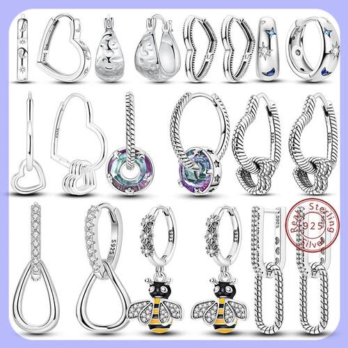 Women Earring Hot Sales 925 Silver Hoop Earrings Love Heart