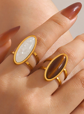 Popular Stainless Steel Simple Style Geometric Oval Ring Hip