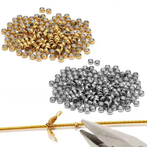 100pcs Stainless Steel Ball Crimp End Beads Dia1.5/2/2.5/3/3