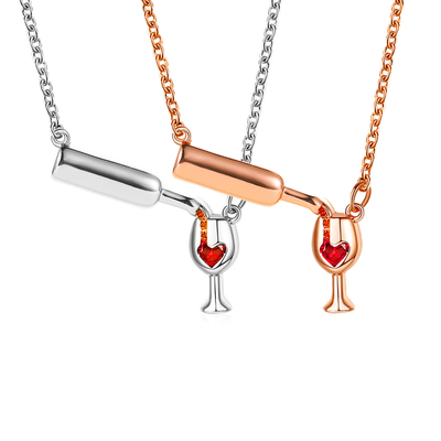 Wine Cup Zircon Pendant Necklace for Women Fashion Aesthetic