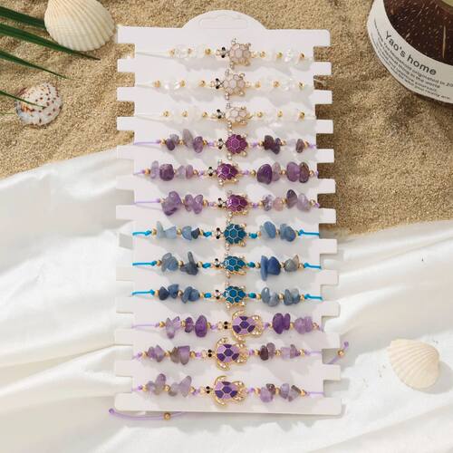 12 Bohemian Exquisite Turtle Stone Bracelet Set Suitable for