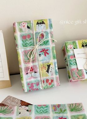 10/20pcs Cute oil painting kitten tissue paper  Gift wrappin