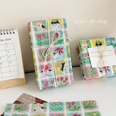 10/20pcs Cute oil painting kitten tissue paper  Gift wrappin