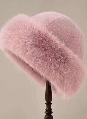 New Women Bomber Hat Fluffy Fur Winter Warm Bucket Hat Plush
