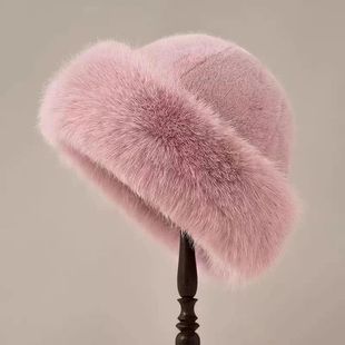 Hat Fluffy Bucket Women Plush Warm Bomber Winter New Fur
