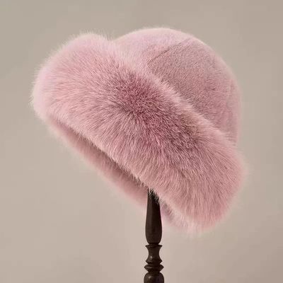 New Women Bomber Hat Fluffy Fur Winter Warm Bucket Hat Plush