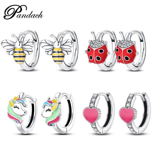 925 Sterling Silver Exquisite Bee Butterfly Ladybug Earrings