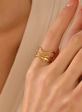 No Fading Three-layer Stainless Steel Ring Female Popular 18