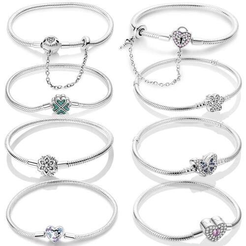 Sterling Silver Bracelets 17-20CM Original Leaf Clover Butte