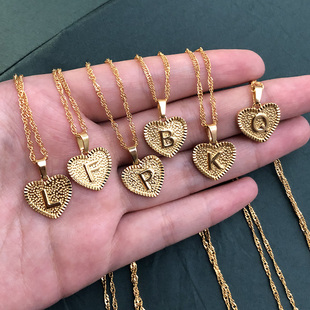 A-Z Initial Letter Heart Pendant Necklace For Women Stainles