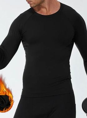 Men Thermal Underwear Winter Thermo Shirt Tops Fleece Unders