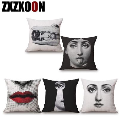 Polyester Girl Face Cushion Cover Beauty Pillow Covers Beige