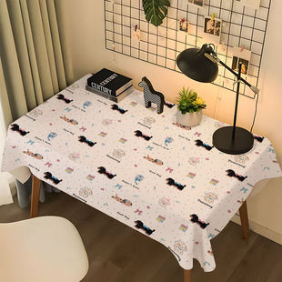 ins风卡通可爱小狗桌布卧室卡通桌垫宿舍书桌茶几餐桌防尘装饰布