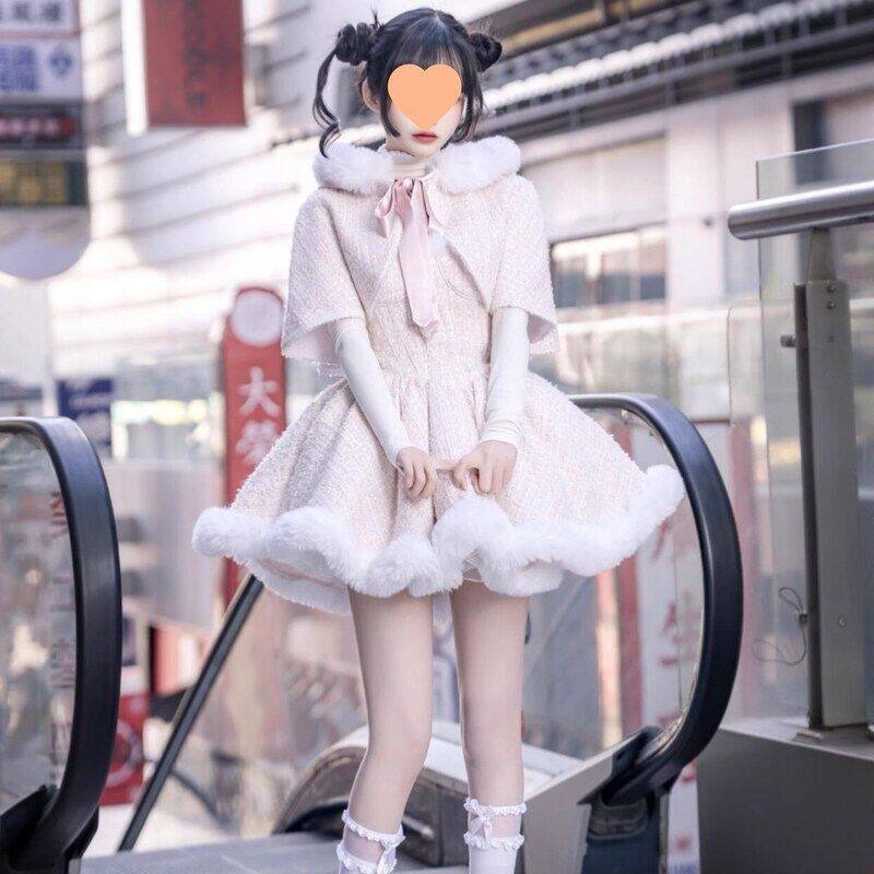 【原版面料 三件套】冬季名媛小香风高级感圣诞抹胸连衣裙少女套