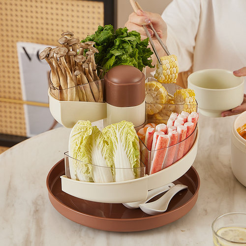 火锅配菜盘食材置物架高颜值家用吃火锅聚餐可旋转备菜冬季收纳